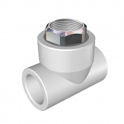 Тройник с переходом на накидную гайку KALDE - 20 x 1/2" (для полипропиленовых труб, белый)