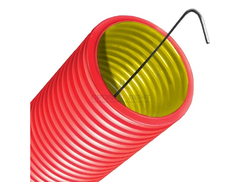 Труба двустенная гибкая DKC 200 мм, с протяжкой, с муфтой красная [бухта 35м]