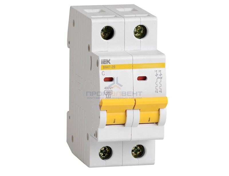 Автоматический выключатель ВА47-29 2Р 25А 4,5кА характеристика С ИЭК (автомат)
